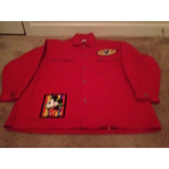 Vintage Mickey Mouse & Co. Adult Women's Red Button Up Jean Jacket Size XL